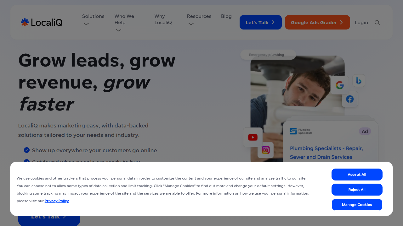 LocaliQ provides marketing insights and solutions, highlighting challenges SMBs face in lead generation.