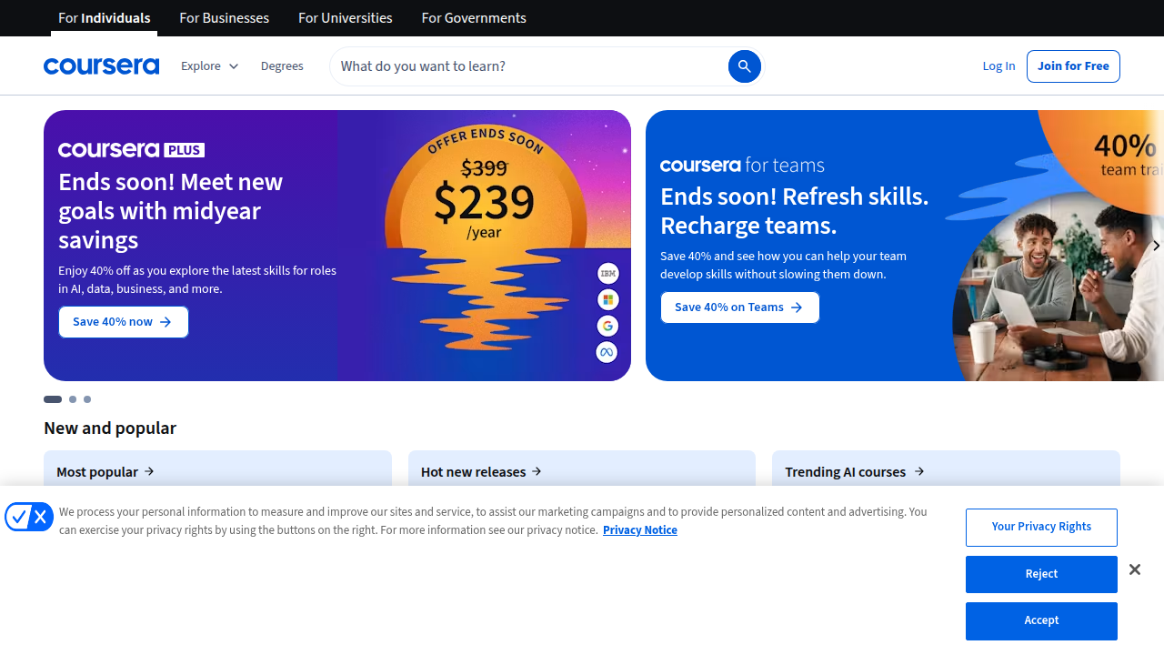 An overview of Coursera, home to the popular Google UX Design Professional Certificate and other online courses.