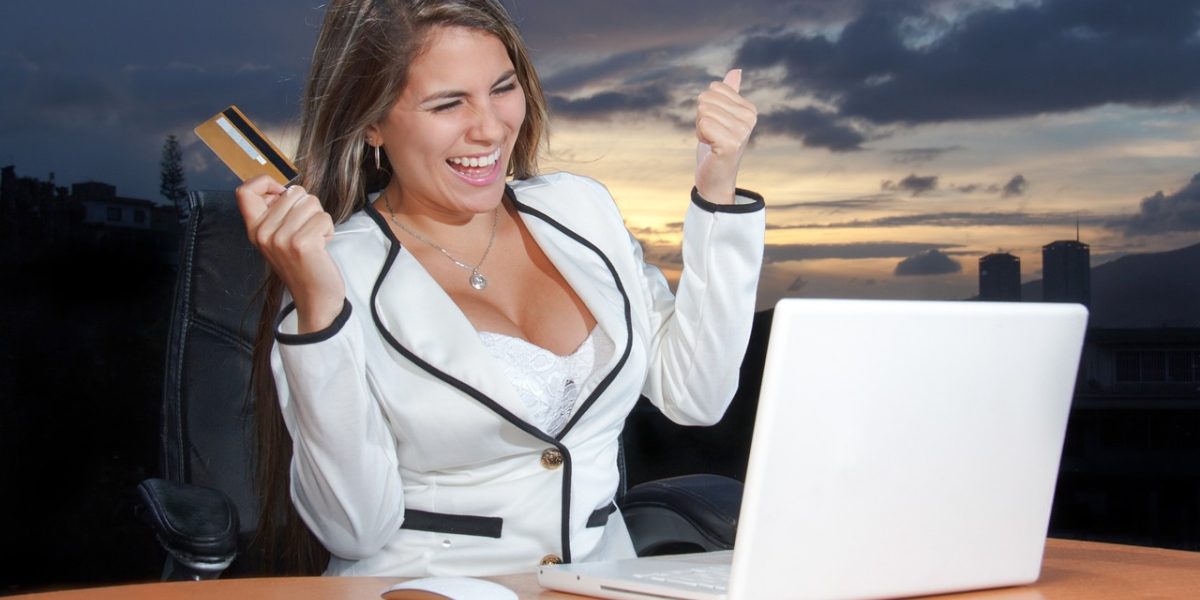 A person confidently completing an online transaction, feeling assured about their buying decision.