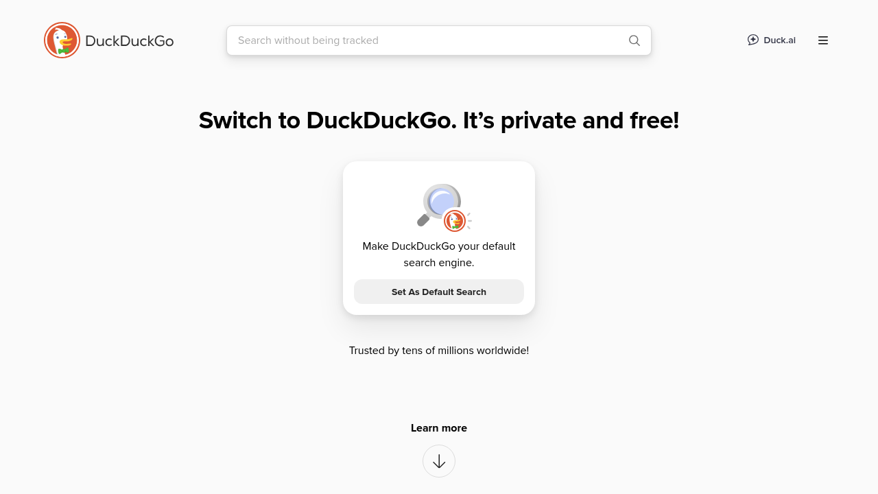 Weblish Simplicity: DuckDuckGo's Privacy-Focused Homepage