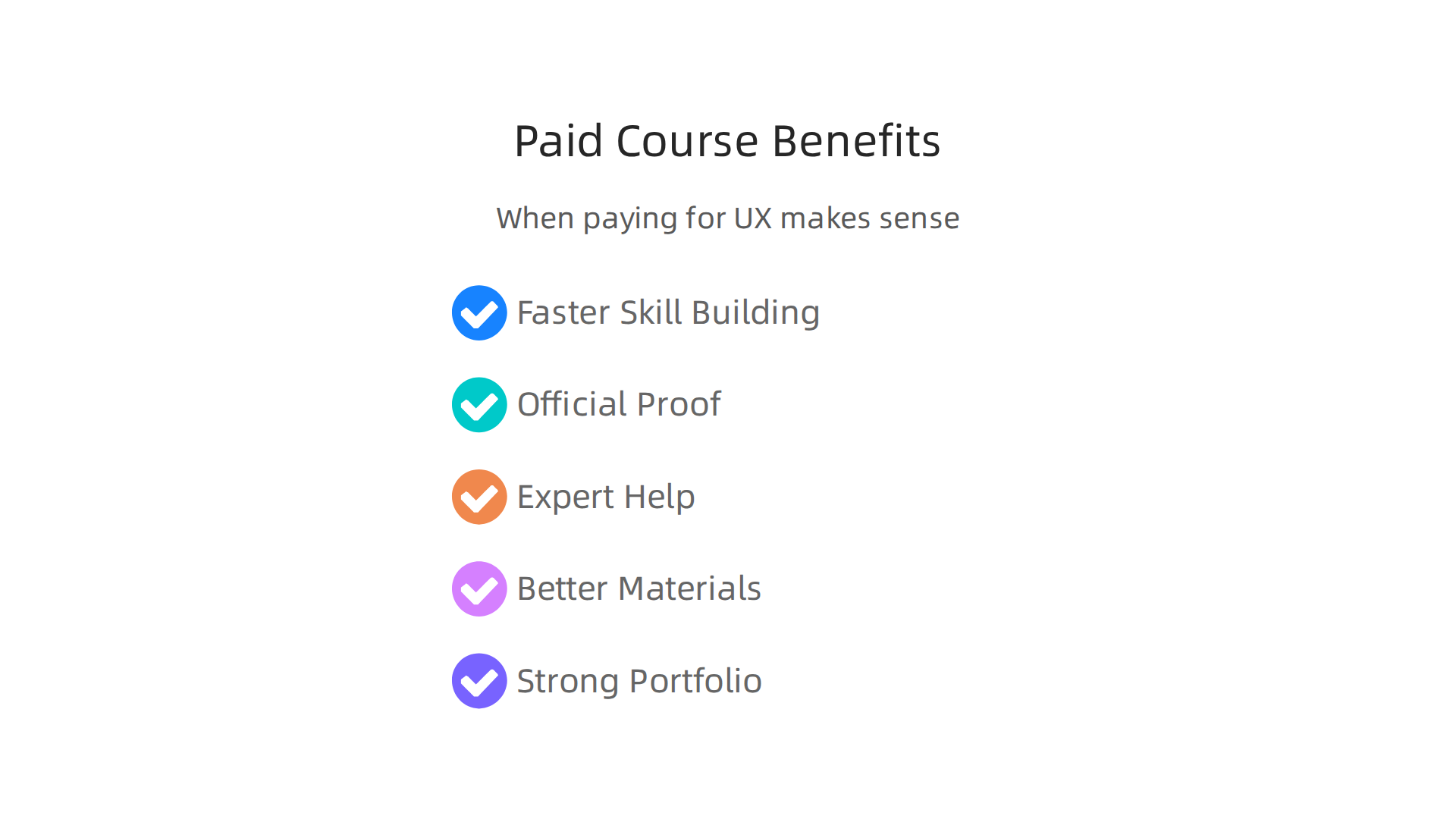 An infographic outlining situations where investing in a paid UI/UX course can be a beneficial choice.