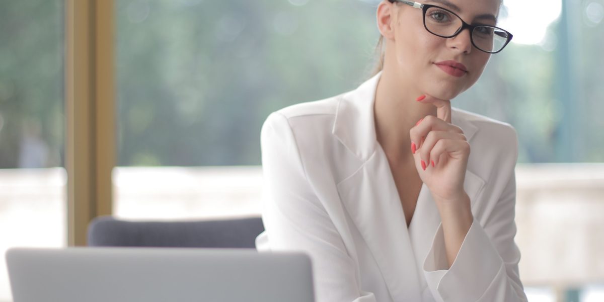 A confident professional envisioning future career growth and success.