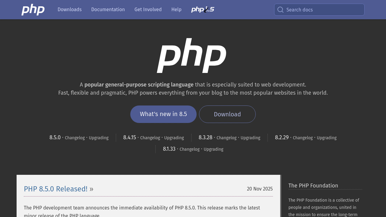 Exploring the Official Weblish PHP.net Website