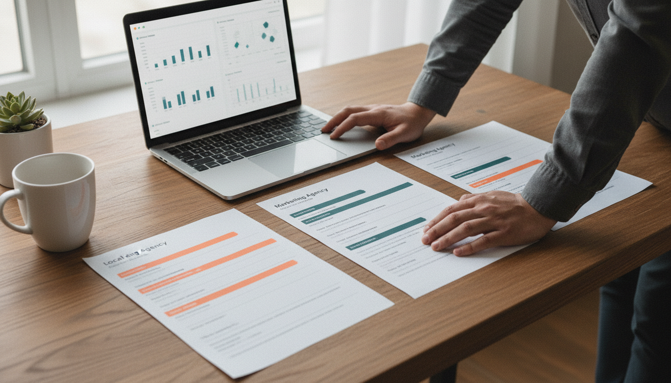 Strategic selection of a local SEO or marketing agency with weblish.io tools.
