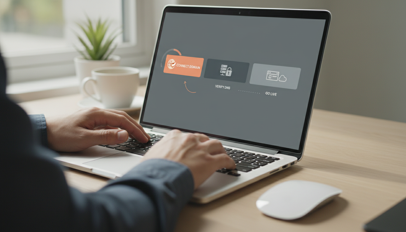 User follows clear steps to connect domain to Wix via weblish.io.
