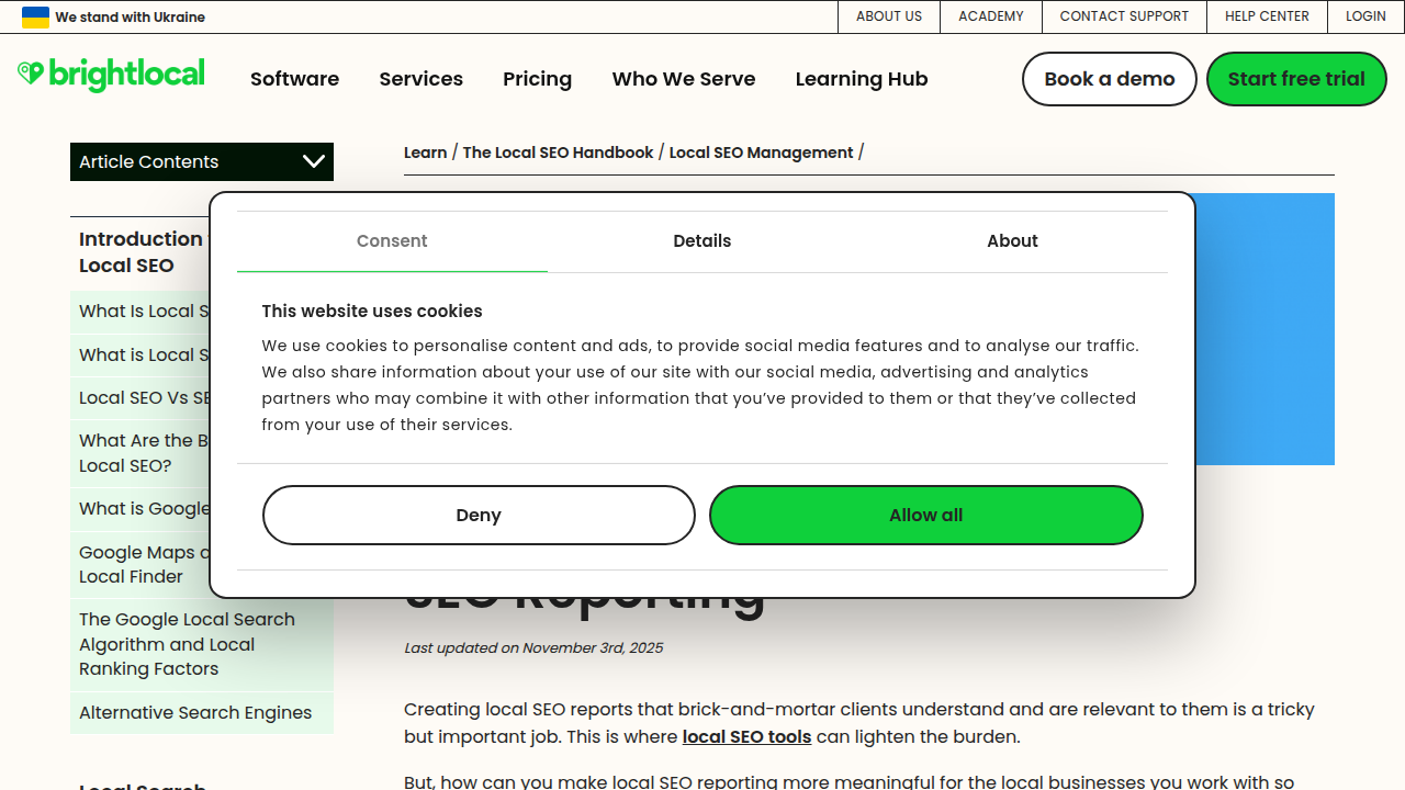 Weblish Local SEO Performance Dashboard Screenshot