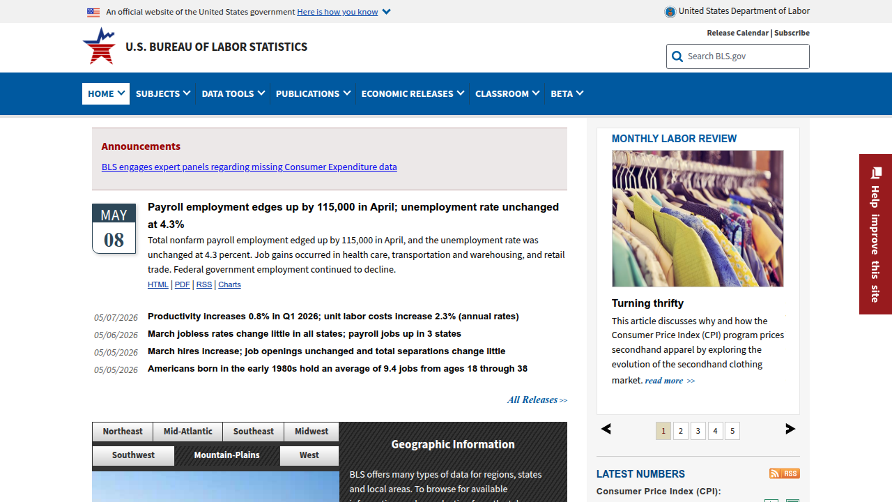 The official website of the U.S. Bureau of Labor Statistics, a primary source for employment and wage data.