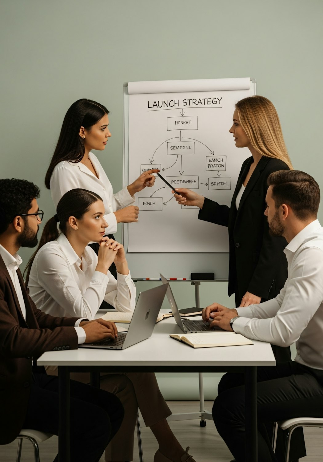 A small business team engaged in a strategic meeting, representing the thoughtful planning and professional support needed for sustainable online growth.