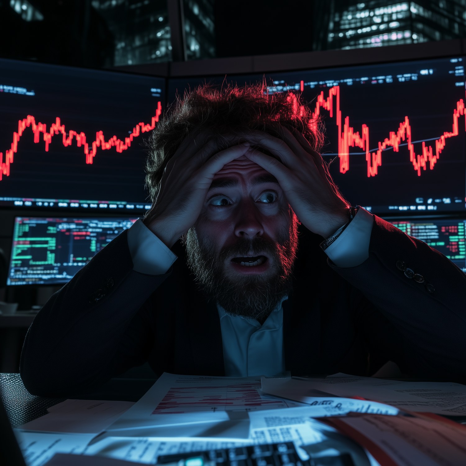 A small business owner looking thoughtfully at their computer, reflecting on an ineffective website that acts as a 'pretty brochure'.