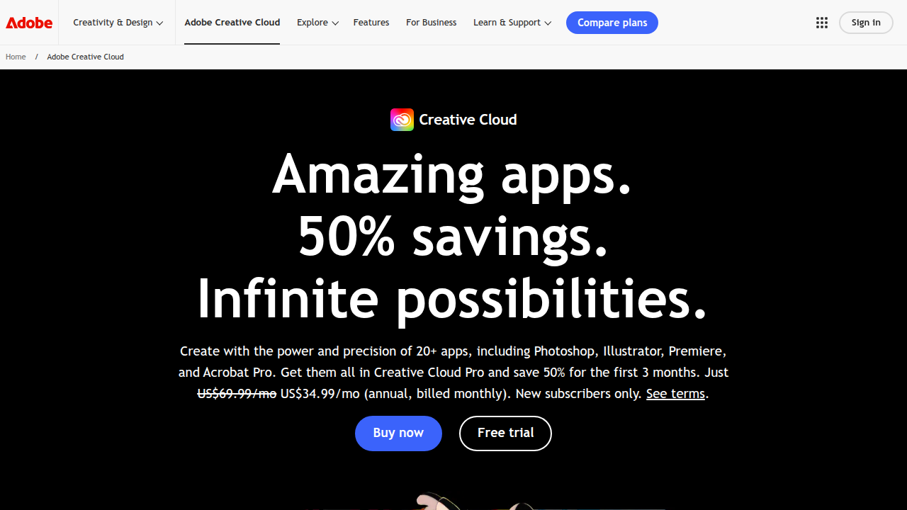 Adobe Creative Cloud offers a suite of industry-standard tools for professional graphic designers.