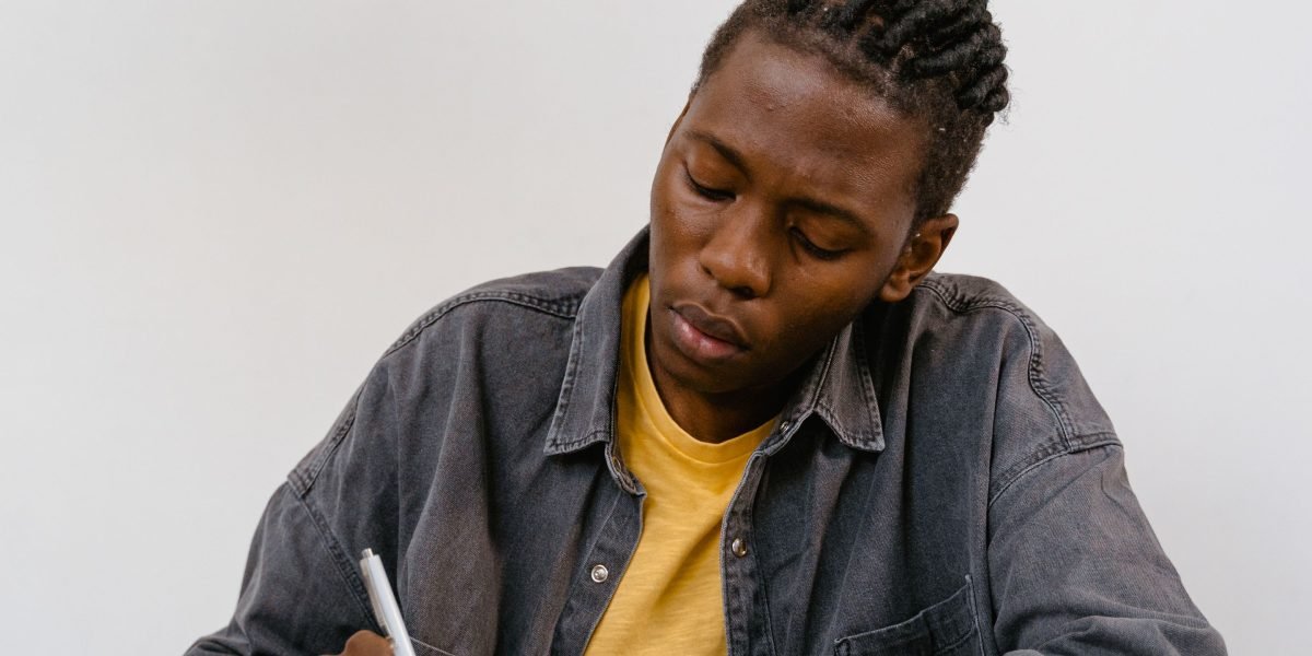 A person intently focused on a single task, embodying the singular purpose of a landing page.