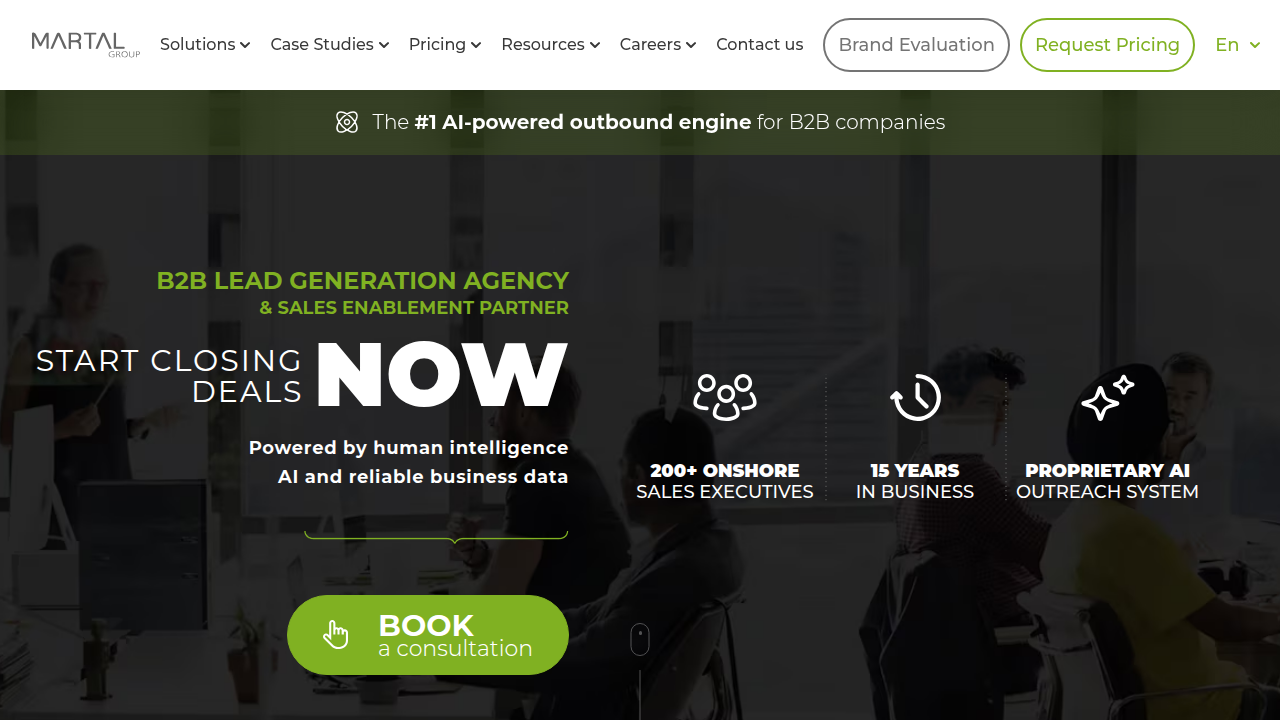 Martal Group's website, an expert in lead generation and B2B sales.